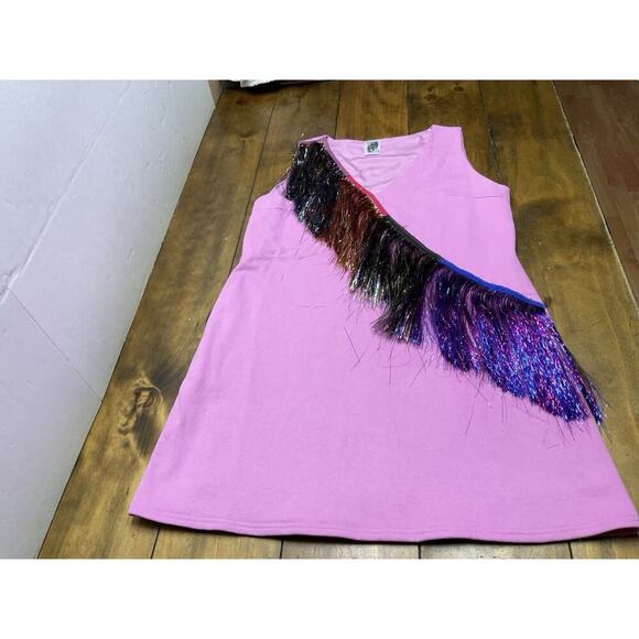 Queen Of Sparkles Pink Metallic Fringe Dress Size XL - Picture 1 of 9